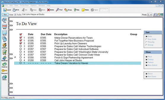 AnyTime Organizer Deluxe 16 screenshot 2