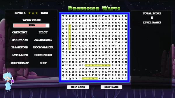 Professor Watts Word Search: Space Voyage screenshot 1