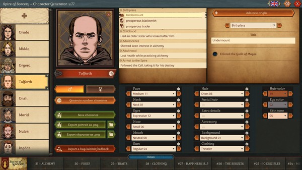 Spire of Sorcery – Character Generator screenshot 2