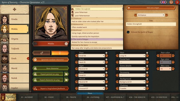 Spire of Sorcery – Character Generator screenshot 1