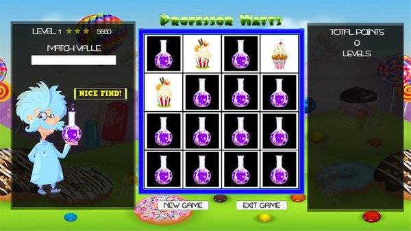 Professor Watts Memory Match: Yummy Cupcakes screenshot 1