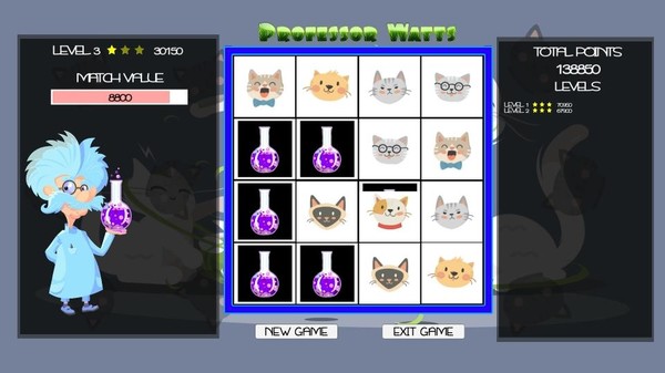 Professor Watts Memory Match: Cats screenshot 1