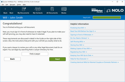 Quicken WillMaker Plus 2019 and Living Trust screenshot 3
